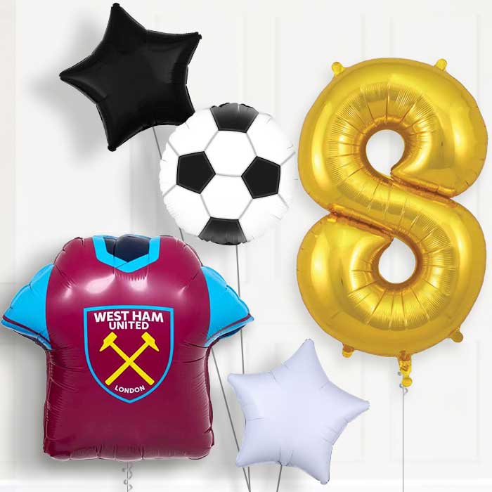 West Ham Football Shirt Birthday Balloon Package Choose Age