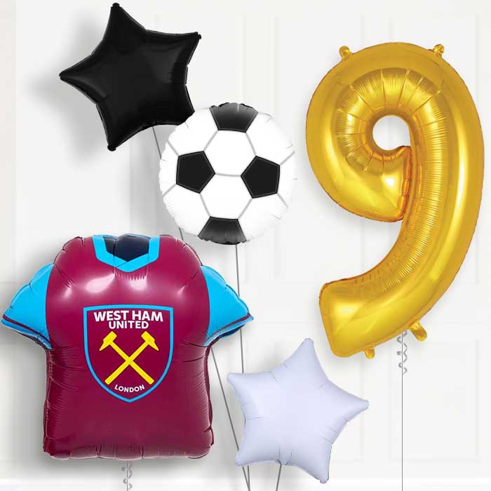West Ham Football Shirt Birthday Balloon Package Choose Age