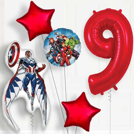 Captain America Sam Wilson 9th Birthday Balloon Package | Party Save Smile