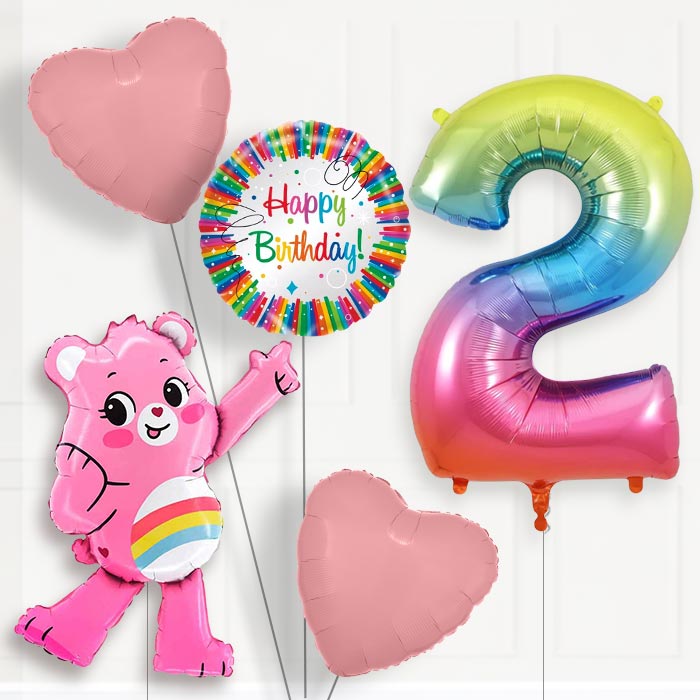 Cheer Bear Care Bear 2nd Birthday Balloon Package | Party Save Smile