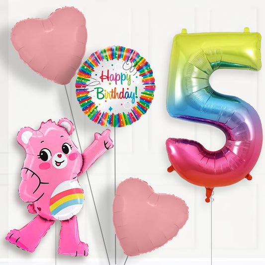 Cheer Bear Care Bear Birthday Balloon Package Choose Age | 5th Birthday Balloon Package | Party Save Smile