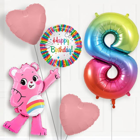 Cheer Bear Care Bear 8th Birthday Balloon Package | Party Save Smile