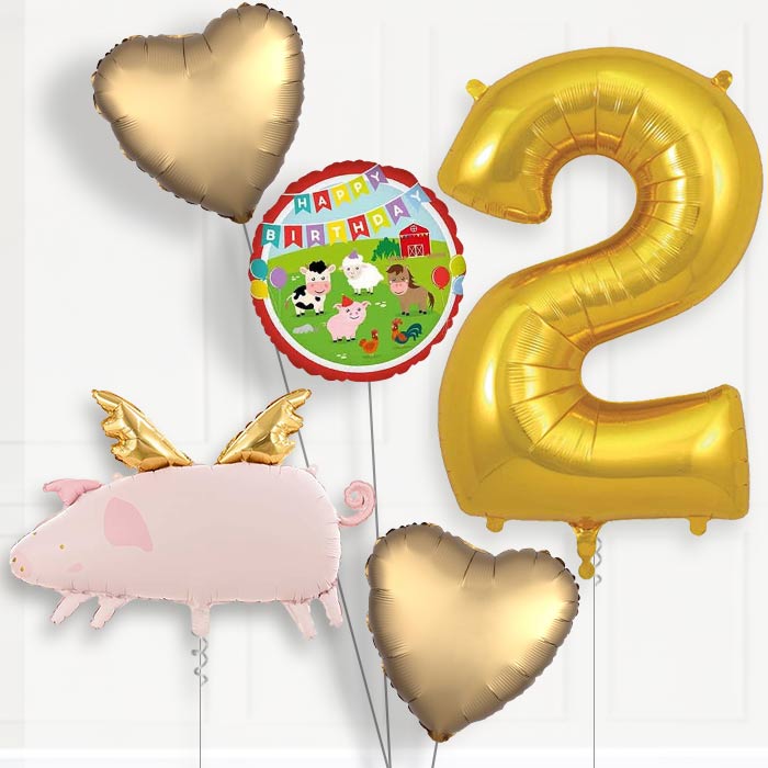 Flying Pig Birthday Balloon Package Choose Age-2nd Birthday Balloon Package | Party Save Smile