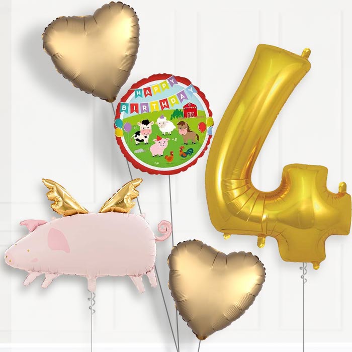 Flying Pig 4th Birthday Balloon Package | Party Save Smile