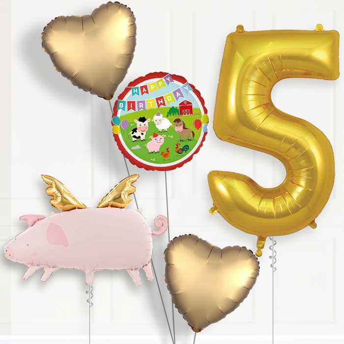 Flying Pig 5th Birthday Balloon Package | Party Save Smile