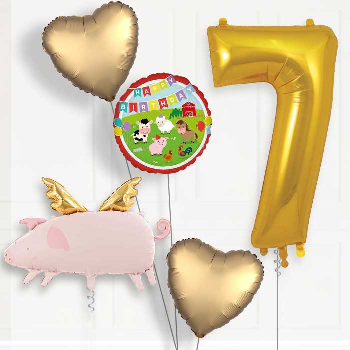 Flying Pig 7th Birthday Balloon Package | Party Save Smile