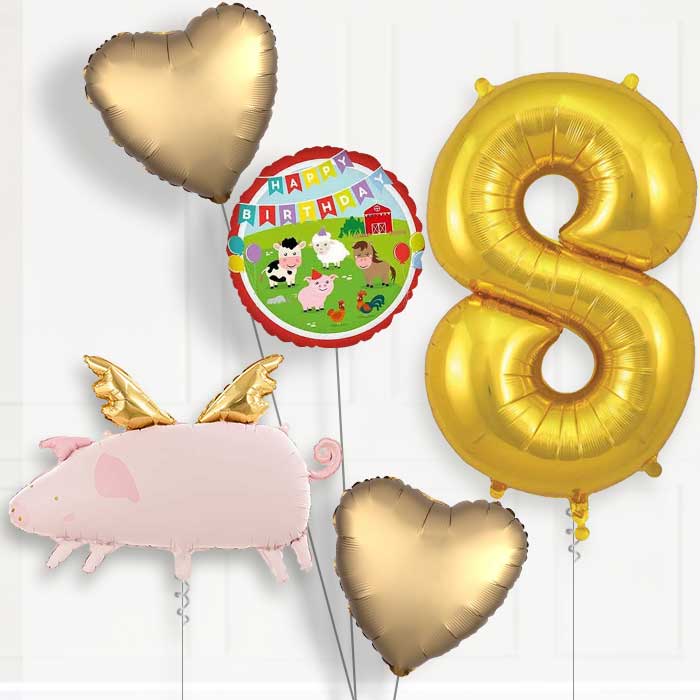 Flying Pig 8th Birthday Balloon Package | Party Save Smile