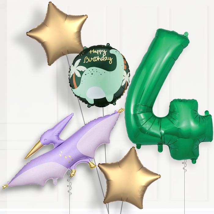 Purple Pterodactyl Birthday Balloon Package Choose Age-4th Birthday Balloon Package | Party Save Smile