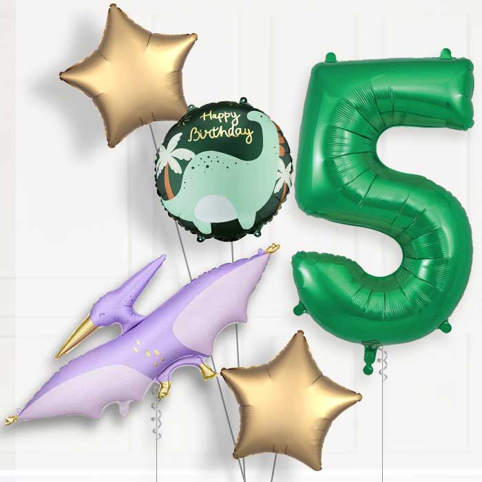 Purple Pterodactyl 5th Birthday Balloon Package | Party Save Smile
