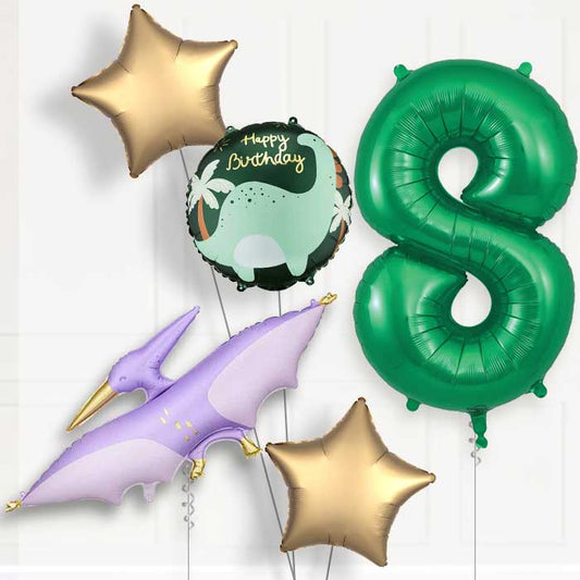 Purple Pterodactyl 8th Birthday Balloon Package | Party Save Smile