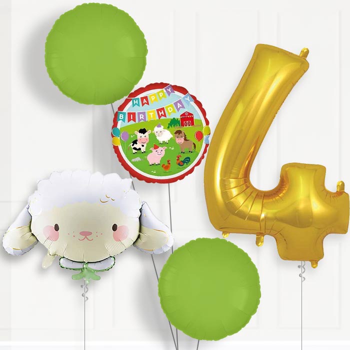 Sheep 4th Birthday Balloon Package | Party Save Smile