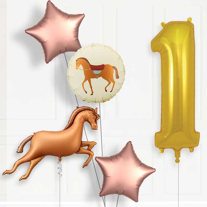 Bronze Brown Horse Birthday Balloon Package Choose Age-1st Birthday Balloon Package | Party Save Smile