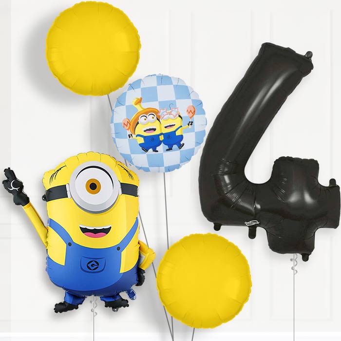 Minion Mel Birthday Balloon Package Choose Age-4th Birthday Balloon Package | Party Save Smile