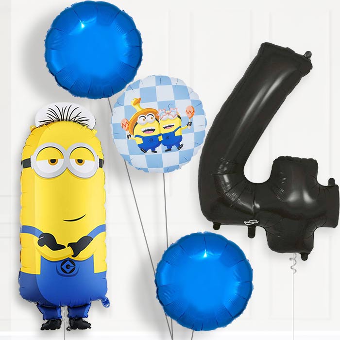 Minion Tim Birthday Balloon Package Choose Age-4th Birthday Balloon Package | Party Save Smile