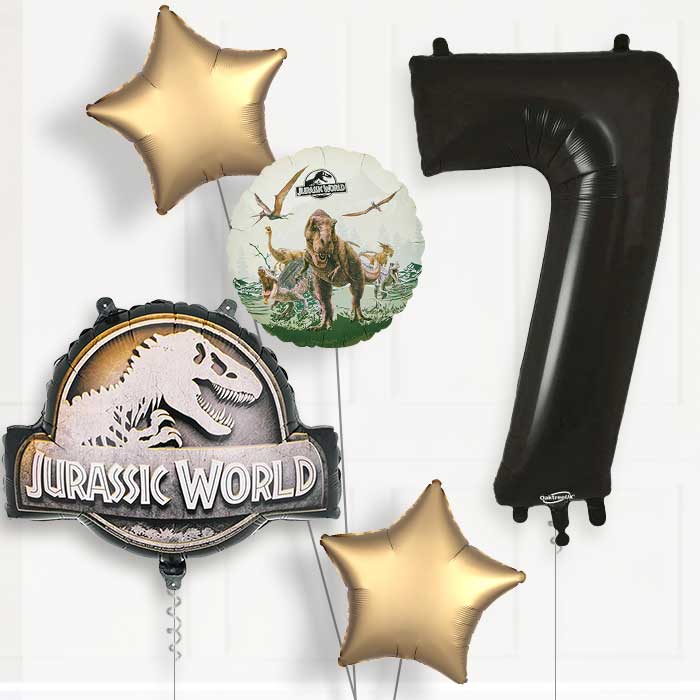 Jurassic World Logo 7th Birthday Balloon Package | Party Save Smile