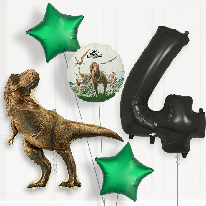 Jurassic World T-Rex 4th Birthday Balloon Package | Party Save Smile