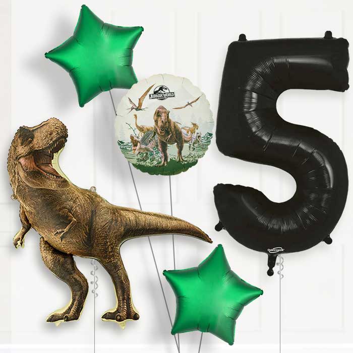 Jurassic World T-Rex Birthday Balloon Package Choose Age-5th Birthday Balloon Package | Party Save Smile