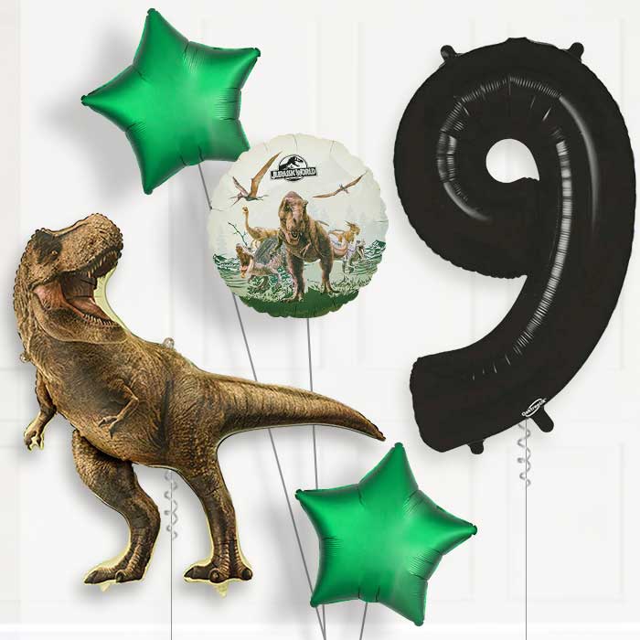 Jurassic World T-Rex Birthday Balloon Package Choose Age-9th Birthday Balloon Package | Party Save Smile