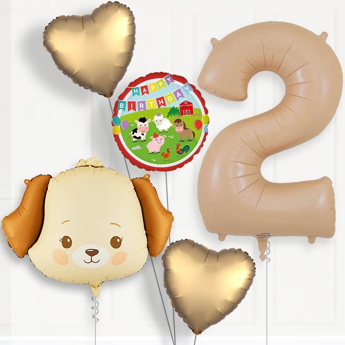 Cream Dog Birthday Balloon Package Choose Age-2nd Birthday Balloon Package | Party Save Smile