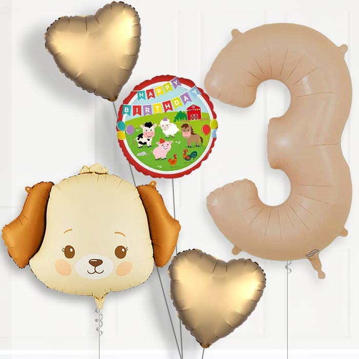 Cream Dog Birthday Balloon Package Choose Age-3rd Birthday Balloon Package | Party Save Smile