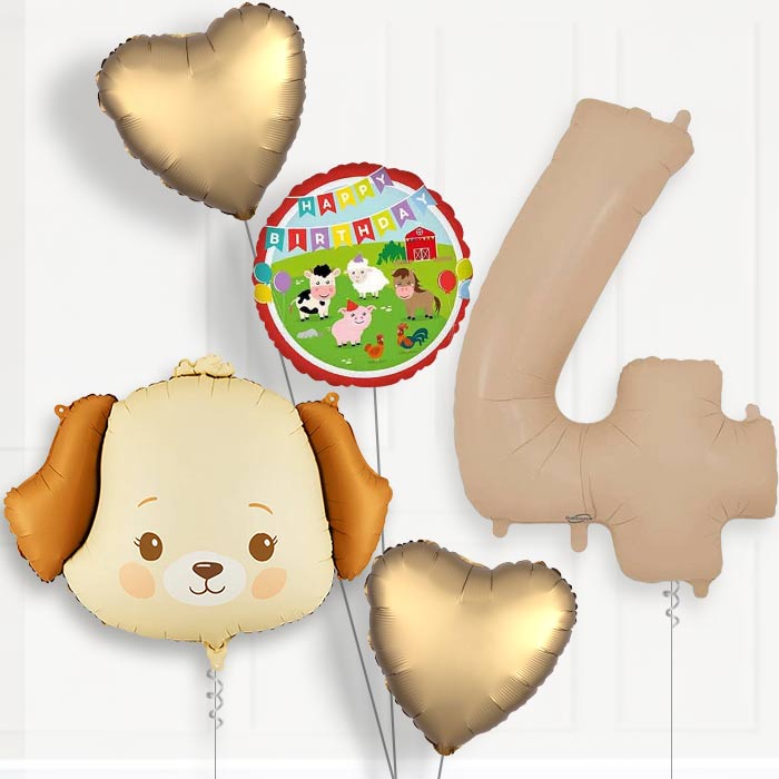 Cream Dog 4th Birthday Balloon Package | Party Save Smile