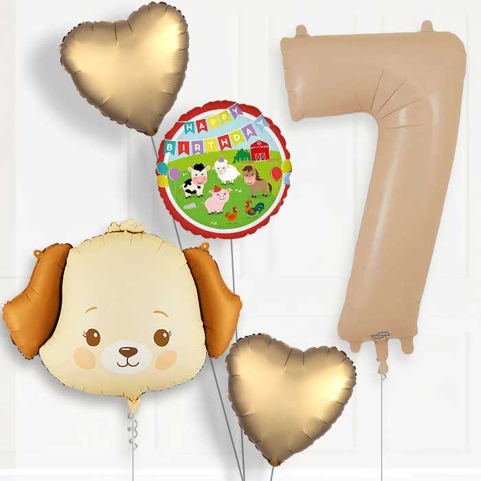 Cream Dog 7th Birthday Balloon Package | Party Save Smile
