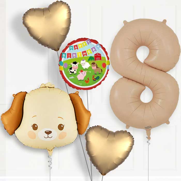 Cream Dog Birthday Balloon Package Choose Age-8th Birthday Balloon Package | Party Save Smile