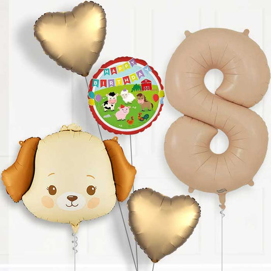 Cream Dog 8th Birthday Balloon Package | Party Save Smile
