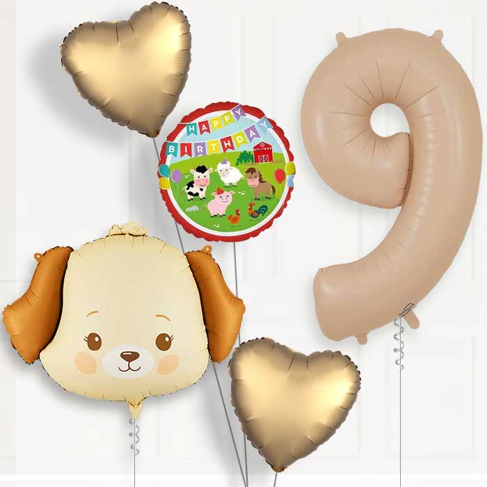 Cream Dog Birthday Balloon Package Choose Age-9th Birthday Balloon Package | Party Save Smile