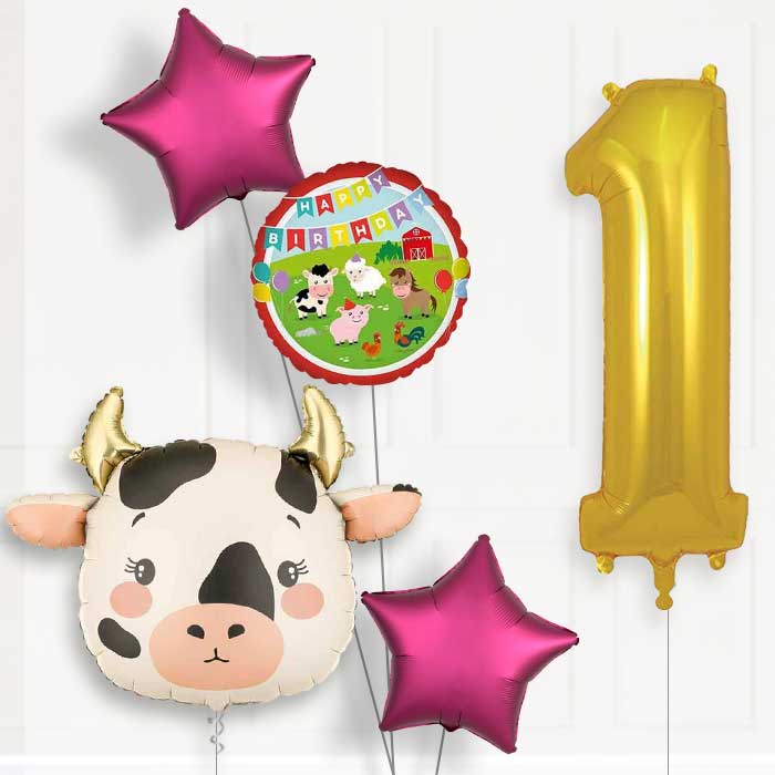 Cow Birthday Balloon Package Choose Age