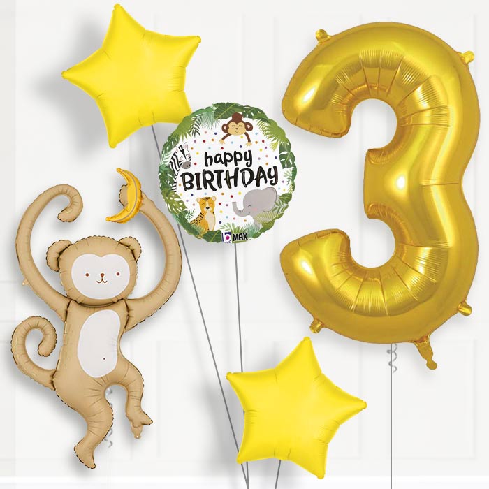 Monkey Birthday Balloon Package Choose Age-3rd Birthday Balloon Package | Party Save Smile