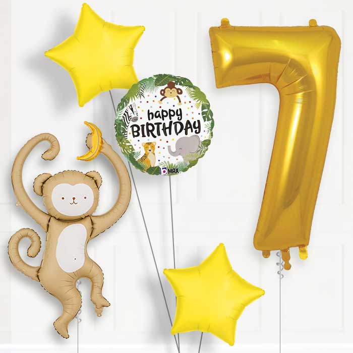 Monkey Birthday Balloon Package Choose Age-7th Birthday Balloon Package | Party Save Smile
