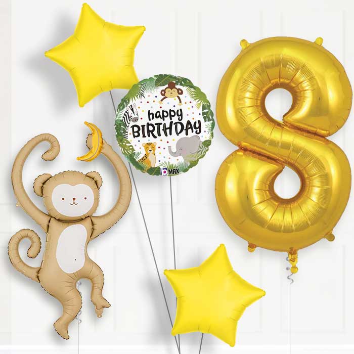 Monkey 8th Birthday Balloon Package | Party Save Smile