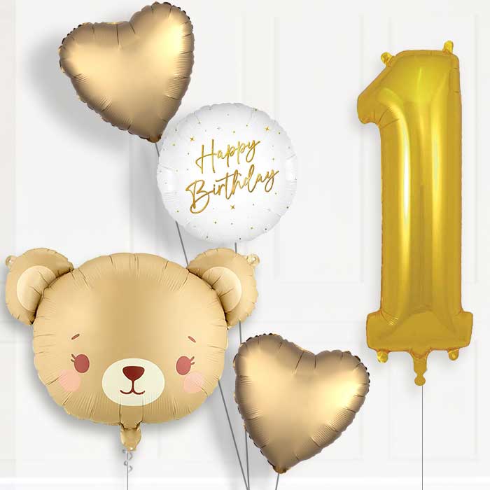 Teddy Bear Birthday Balloon Package Choose Age