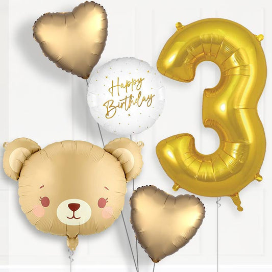 Teddy Bear Birthday Balloon Package Choose Age