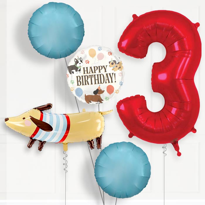 Dachshund Birthday Balloon Package Choose Age-3rd Birthday Balloon Package | Party Save Smile