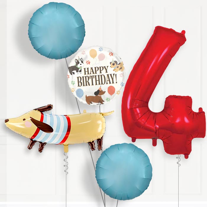 Dachshund Birthday Balloon Package Choose Age-4th Birthday Balloon Package | Party Save Smile
