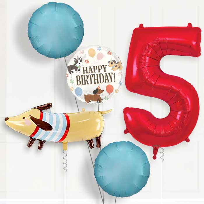 Dachshund 5th Birthday Balloon Package | Party Save Smile