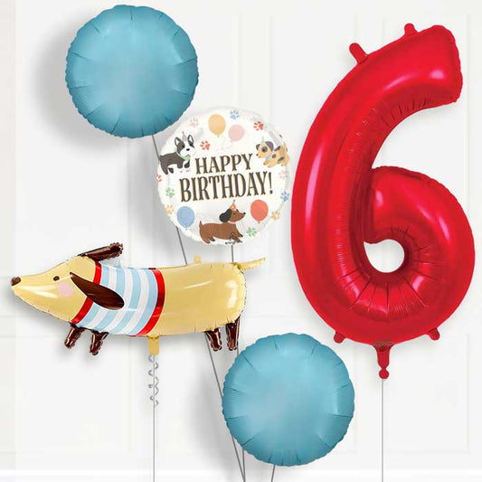 Dachshund Birthday Balloon Package Choose Age-6th Birthday Balloon Package | Party Save Smile