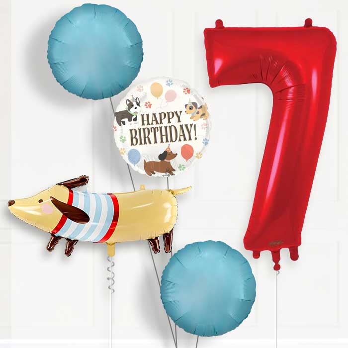 Dachshund Birthday Balloon Package Choose Age-7th Birthday Balloon Package | Party Save Smile