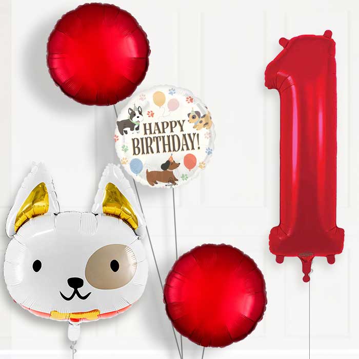 Dog with Bow Tie 1st Birthday Balloon Package | Party Save Smile