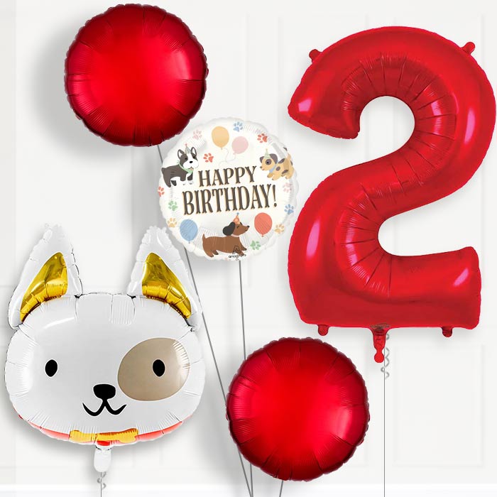 Dog with Bow Tie 2nd Birthday Balloon Package | Party Save Smile
