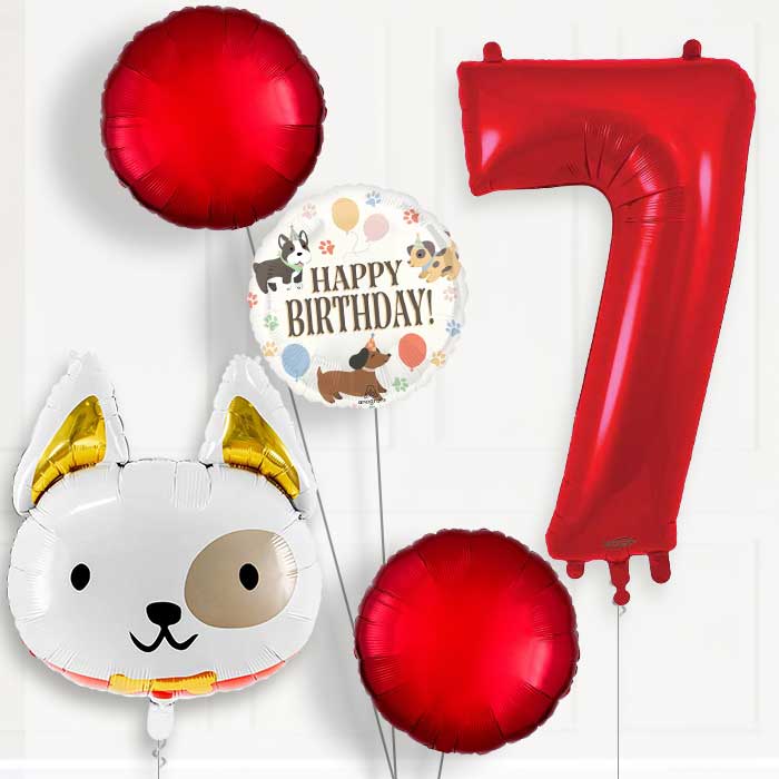 Dog with Bow Tie 7th Birthday Balloon Package | Party Save Smile