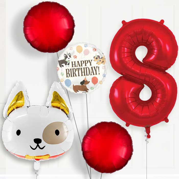 Dog with Bow Tie Birthday Balloon Package Choose Age-8th Birthday Balloon Package | Party Save Smile