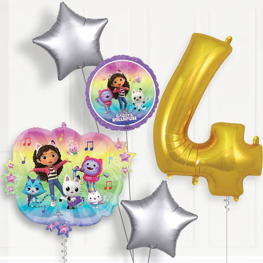 Gabby's Dollhouse & Friends 4th Birthday Balloon Package - 4th Birthday Balloon Package | Party Save Smile