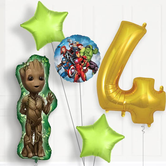 Avengers Groot 4th Birthday Balloon Package | Party Save Smile
