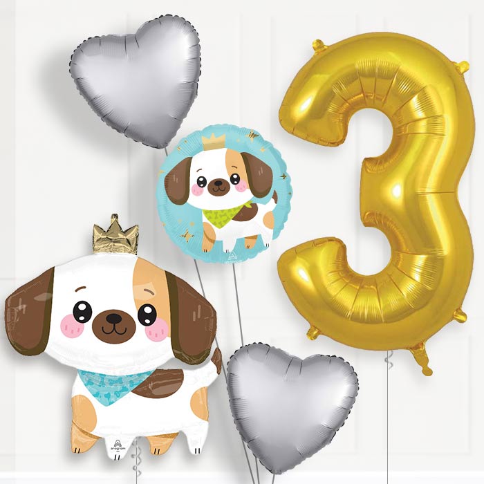 Kawaii Puppy 3rd Birthday Balloon Package - 3rd Birthday Balloon Package | Party Save Smile