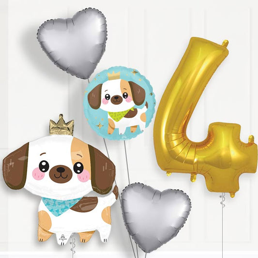 Kawaii Puppy 4th Birthday Balloon Package - 4th Birthday Balloon Package | Party Save Smile