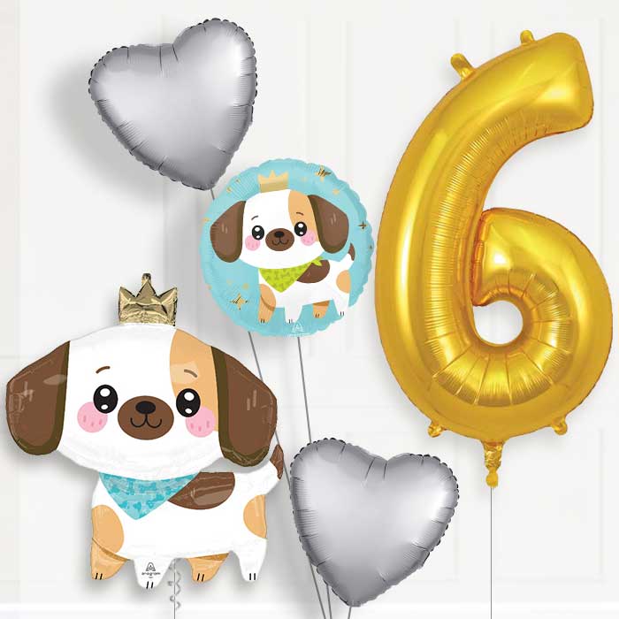Kawaii Puppy 6th Birthday Balloon Package - 6th Birthday Balloon Package | Party Save Smile