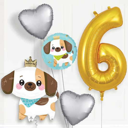Kawaii Puppy 6th Birthday Balloon Package - 6th Birthday Balloon Package | Party Save Smile